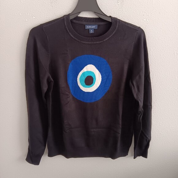 Studio Park x Alberti Popaj Women's Icon Sweater , Evil Eye Sz M a625912 - Picture 2 of 4